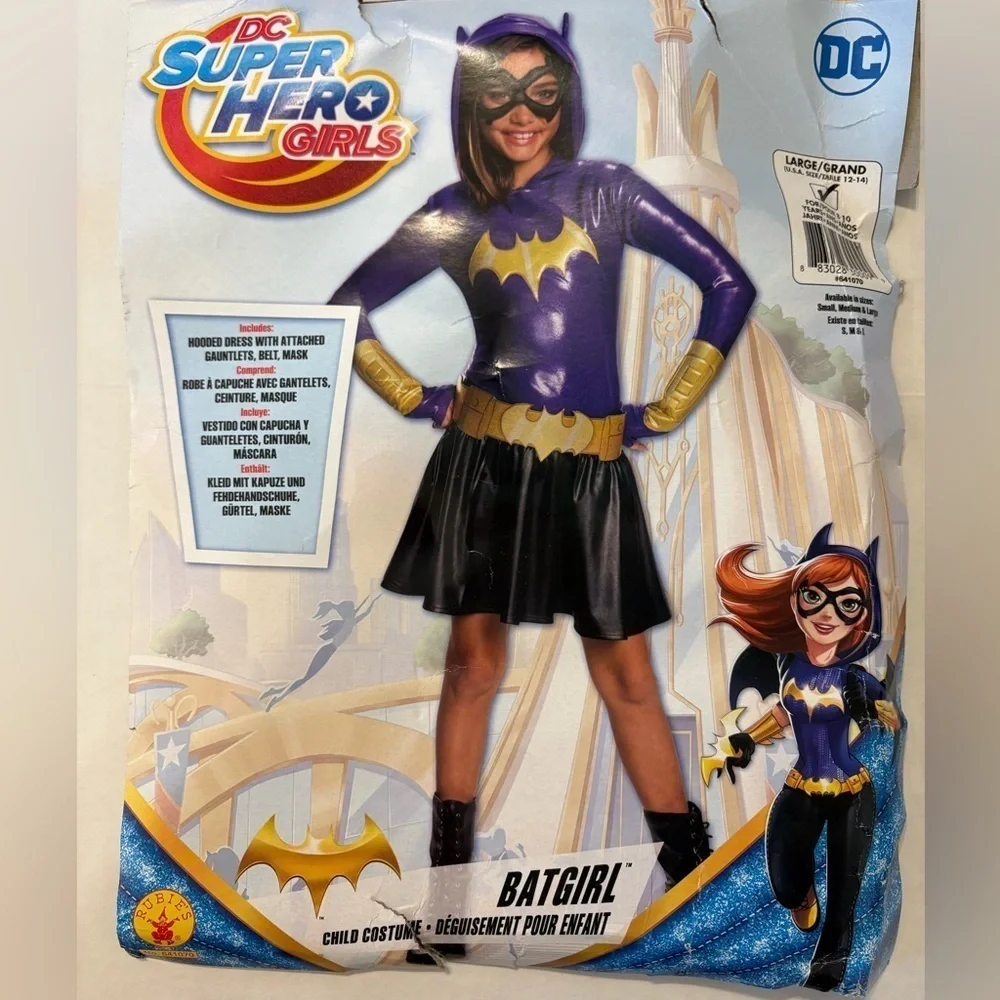 DC Batgirl 3-pc Halloween costume girls size large (13-14) NEW